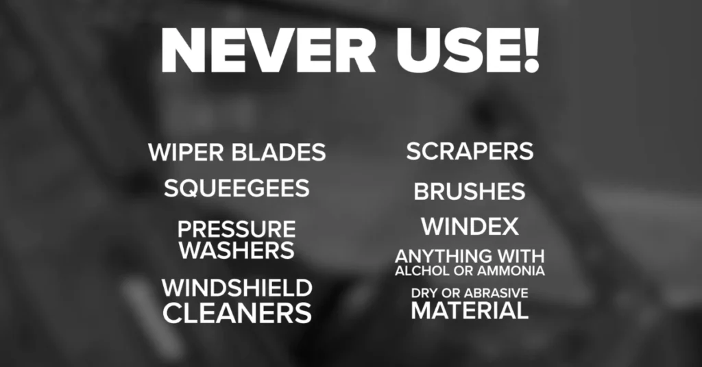 What should not use while Cleaning Polycarbonate Windshield